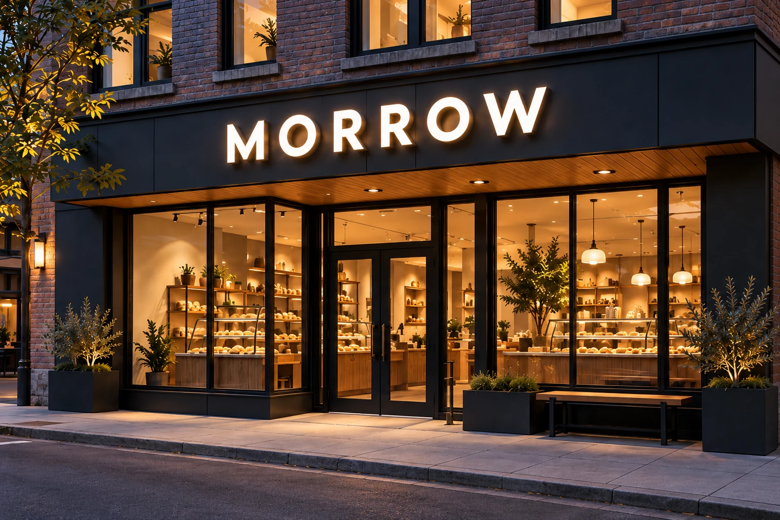 Front-lit letters above a storefront, design concept
