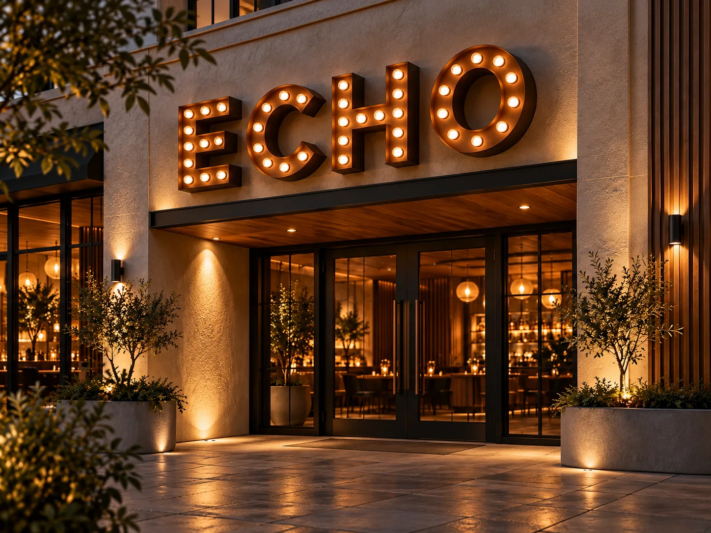 Echo · Huruf mentol pintu masuk · inspirasi reka bentuk