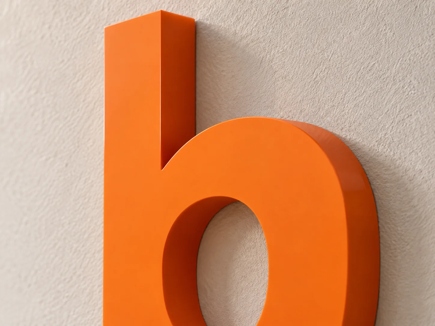 Close-up coloured acrylic letter edge — appearance study