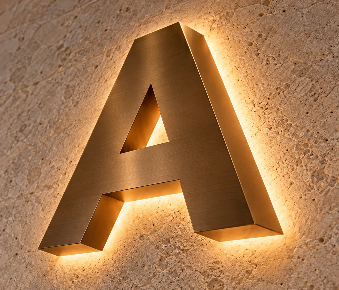 Angled bronze A showing an opaque face and warm halo — appearance concept
