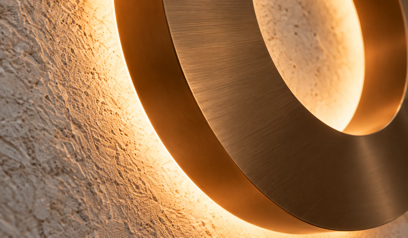 Oblique bronze letter edge and soft rear light — appearance concept