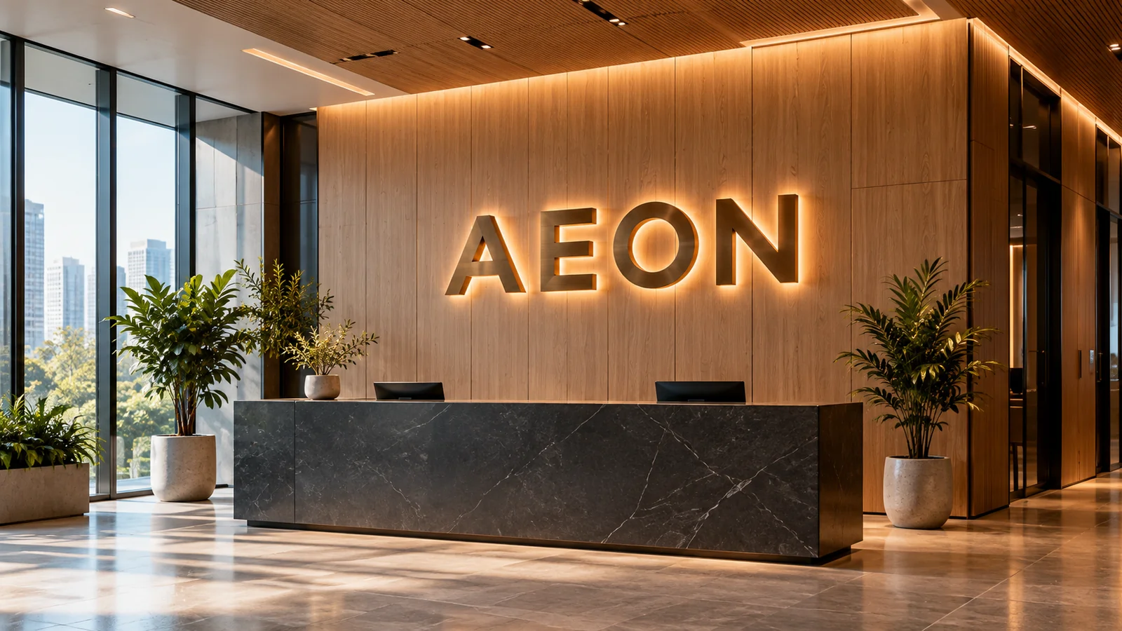 Halo-lit lettering in a reception, design concept