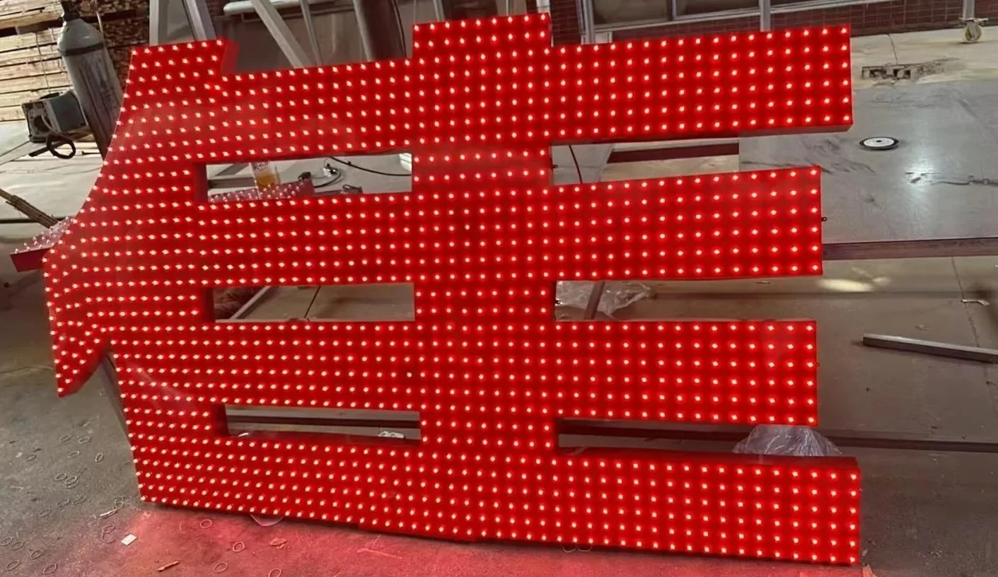 Large exposed-light character from supplier reference material